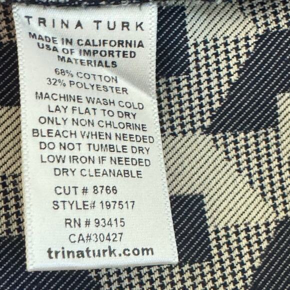 TRINA TURK Retro High Waist Navy Gray Geometric Print 3" Shorts Women's Sz 10 - Picture 10 of 10